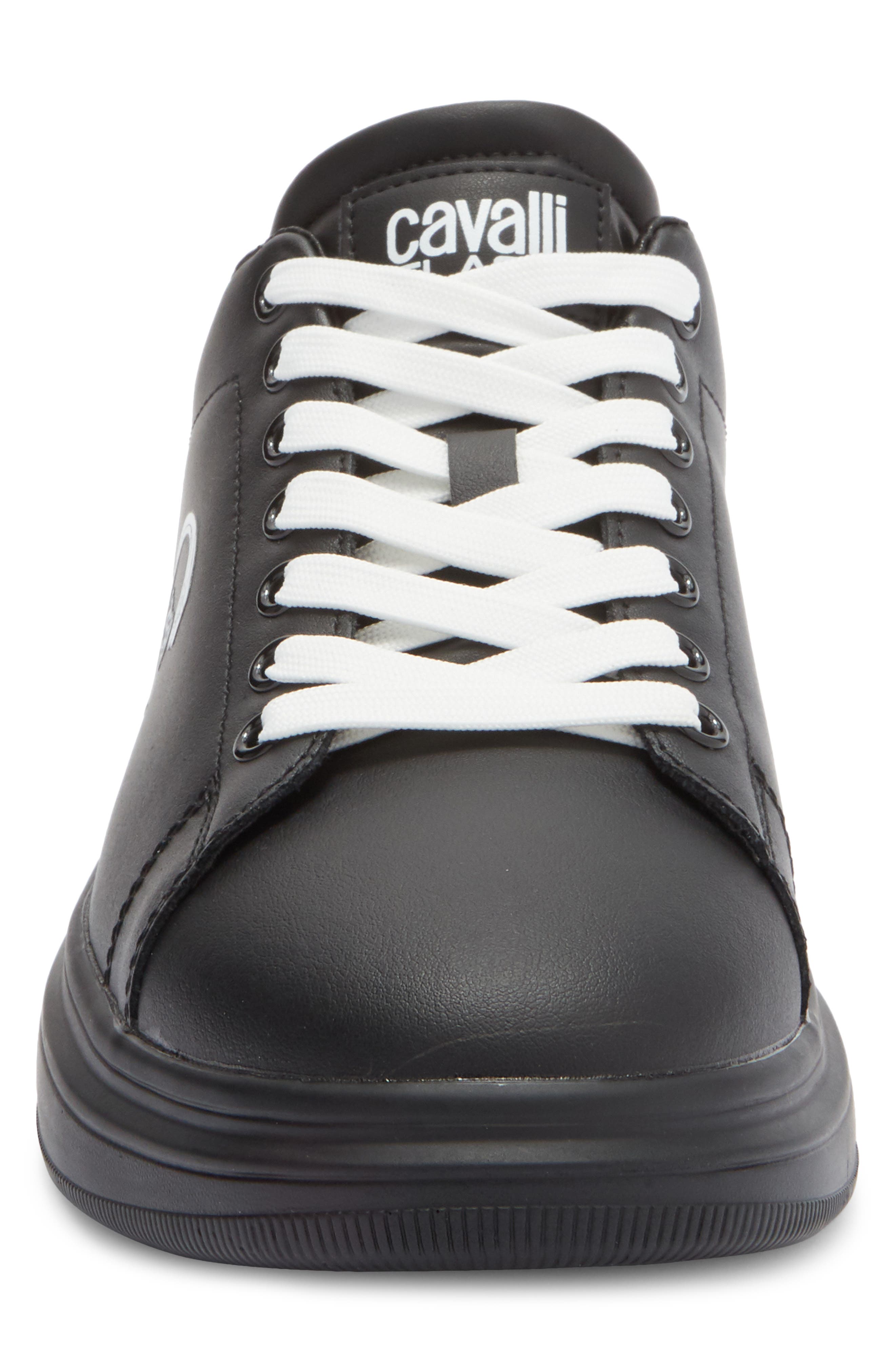 Roberto Cavalli Cavalli Class Logo Low Top Sneaker, Alternate, color, Black/ White