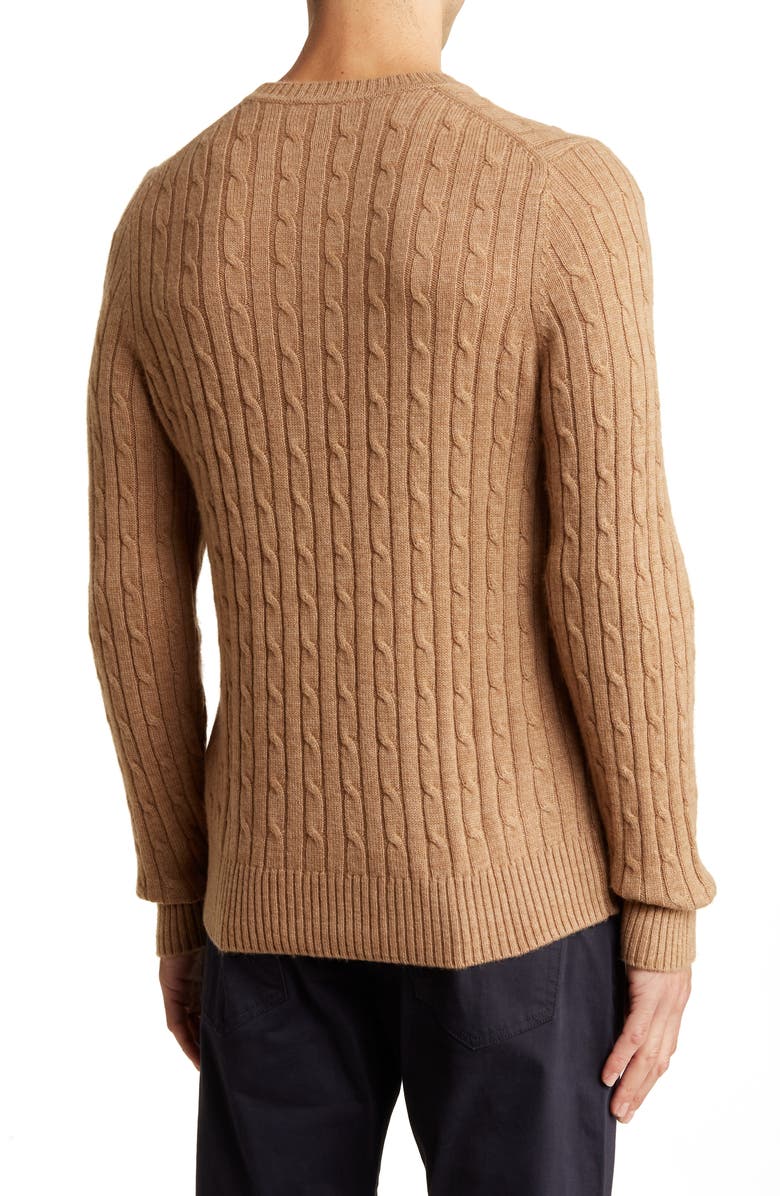 Bruno Magli Cable Knit Camel Hair Sweater, Alternate, color, Camel