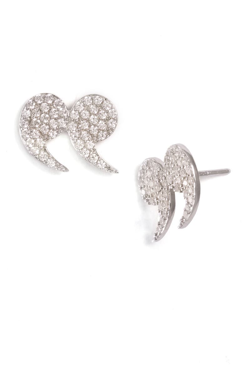 'Bejewelled' Pavé Stud Earrings, Main, color, SILVER