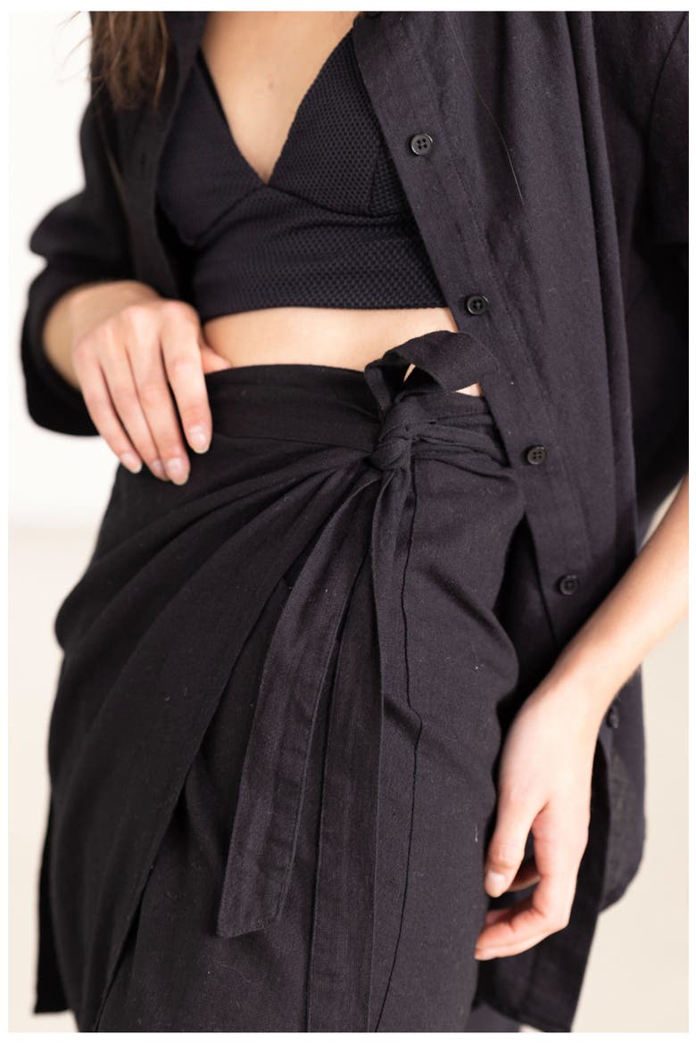 RESORT POLA WRAP SWIM COVER UP SKIRT, Alternate, color, Black