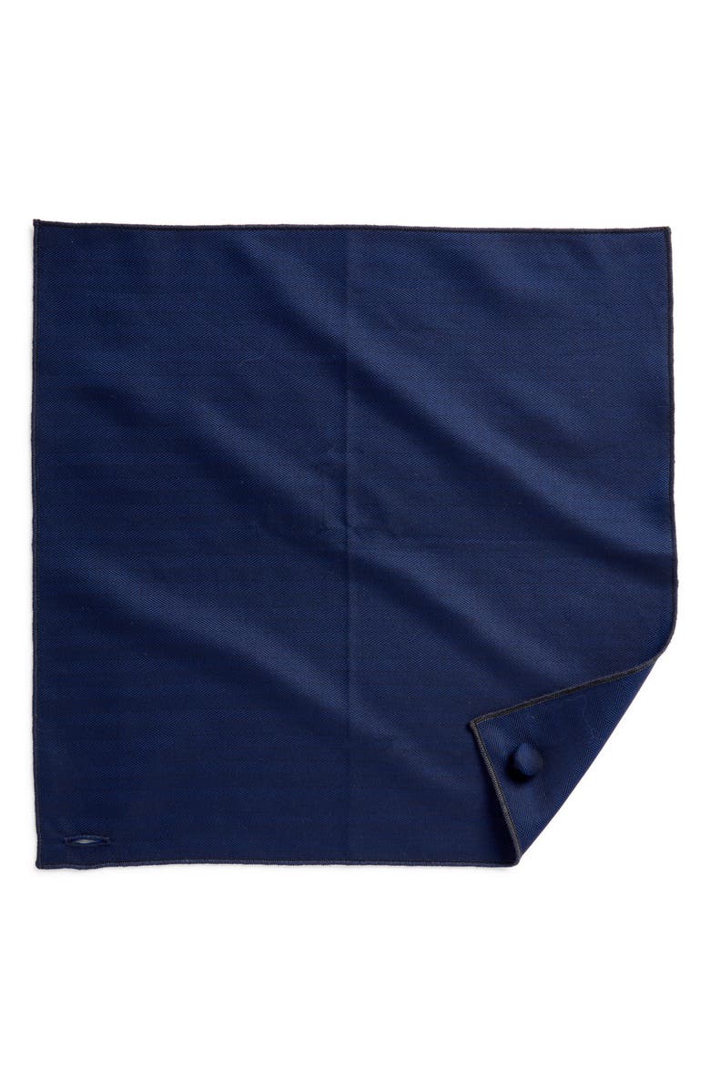 CLIFTON WILSON Herringbone Cotton Pocket Square, Alternate, color, 