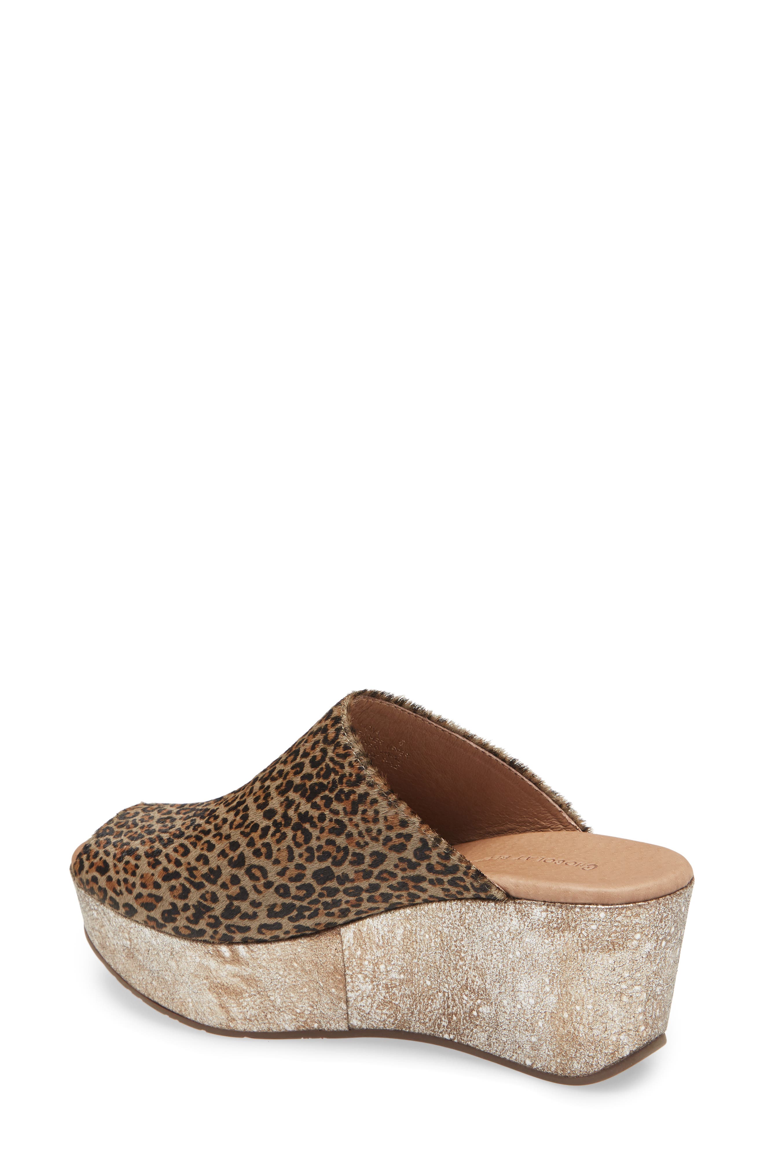 Yiona Genuine Calf Hair Wedge Slide Sandal, Alternate, color, GREY LEOPARD CALF HAIR