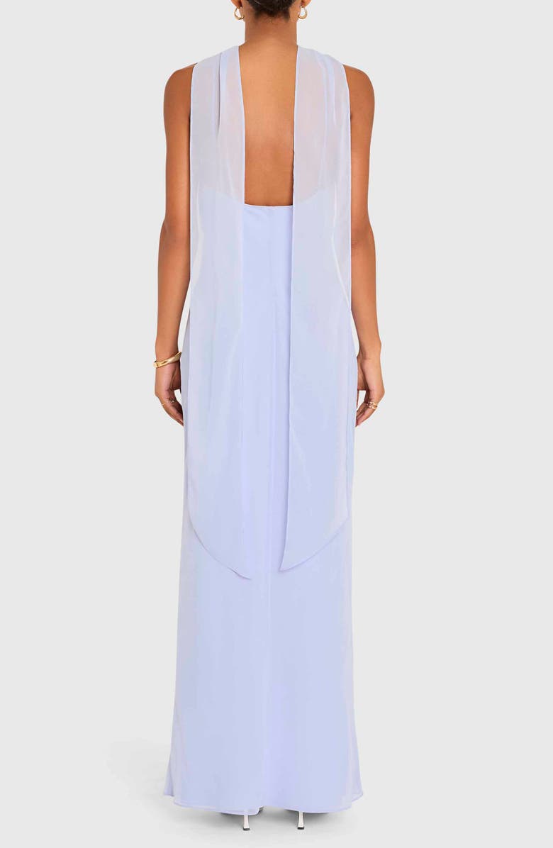 Amanda Uprichard Ashton Halter Neck Chiffon Gown, Alternate, color, Arctic