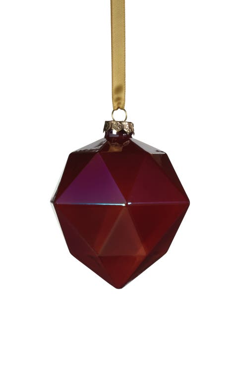 Set of 6 Red Luster Faceted Ornaments