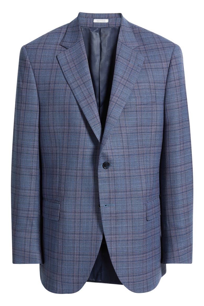 Flynn Classic Fit Medium Blue Plaid Slub Wool Sport Coat, Main, color, MEDIUM BLUE