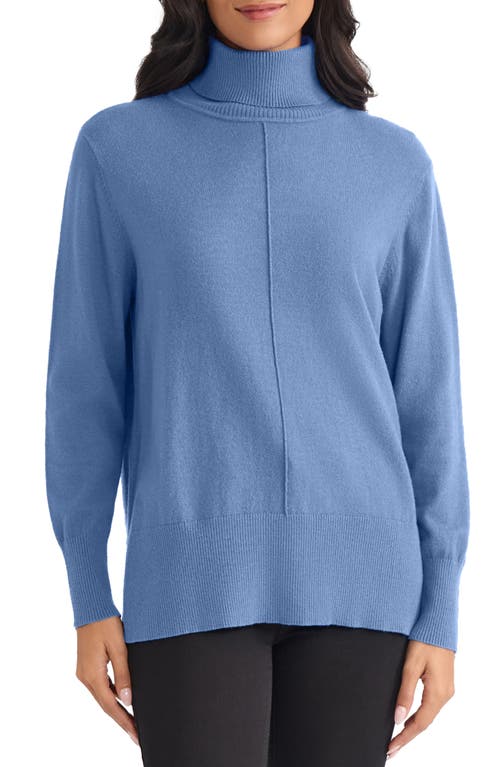 Jones New York Turtleneck Seam Front Bouclé Sweater In Blue