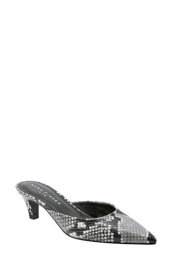 Marc Fisher Ltd Women's Rosa 2 Pointed Toe Embossed Kitten Heel Slide Pumps In Light Natural 110
