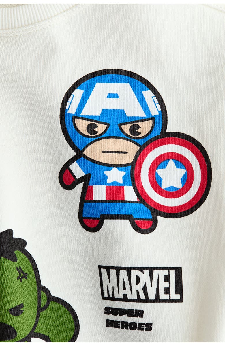 H&M Printed Sweatshirt, Alternate, color, White/Marvel Comics