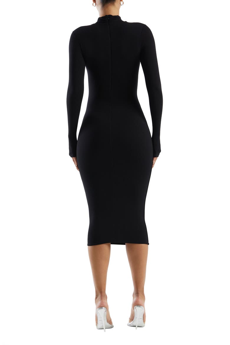 The Mock Neck Long Sleeve Body-Con Midi Dress, Alternate, color, BLACK