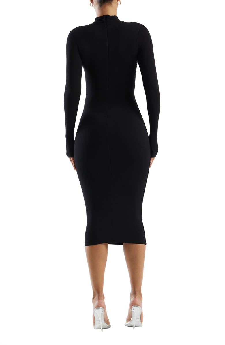Naked Wardrobe The Mock Neck Long Sleeve Body-Con Midi Dress, Alternate, color, Black