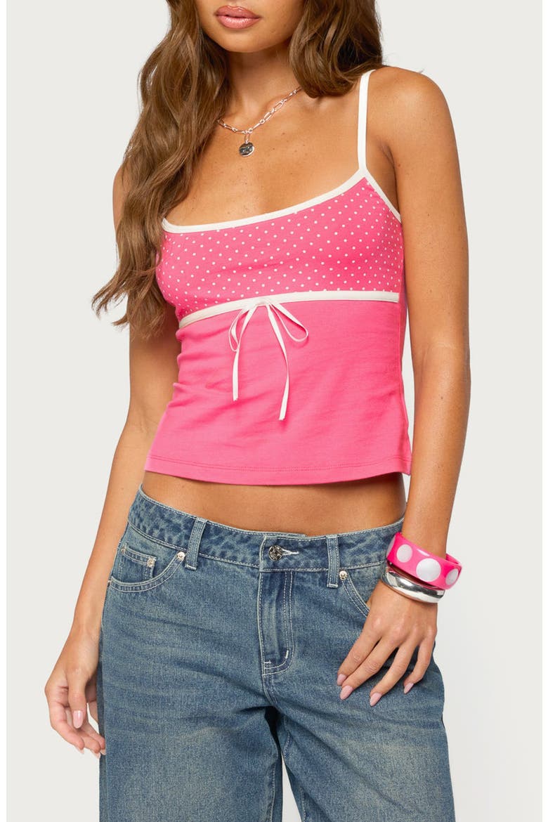 Rhoda Contrast Polka Dot Tank, Main, color, HOT-PINK