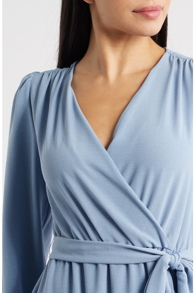 Long Sleeve Faux Wrap Midi Dress, Alternate, color, SKY