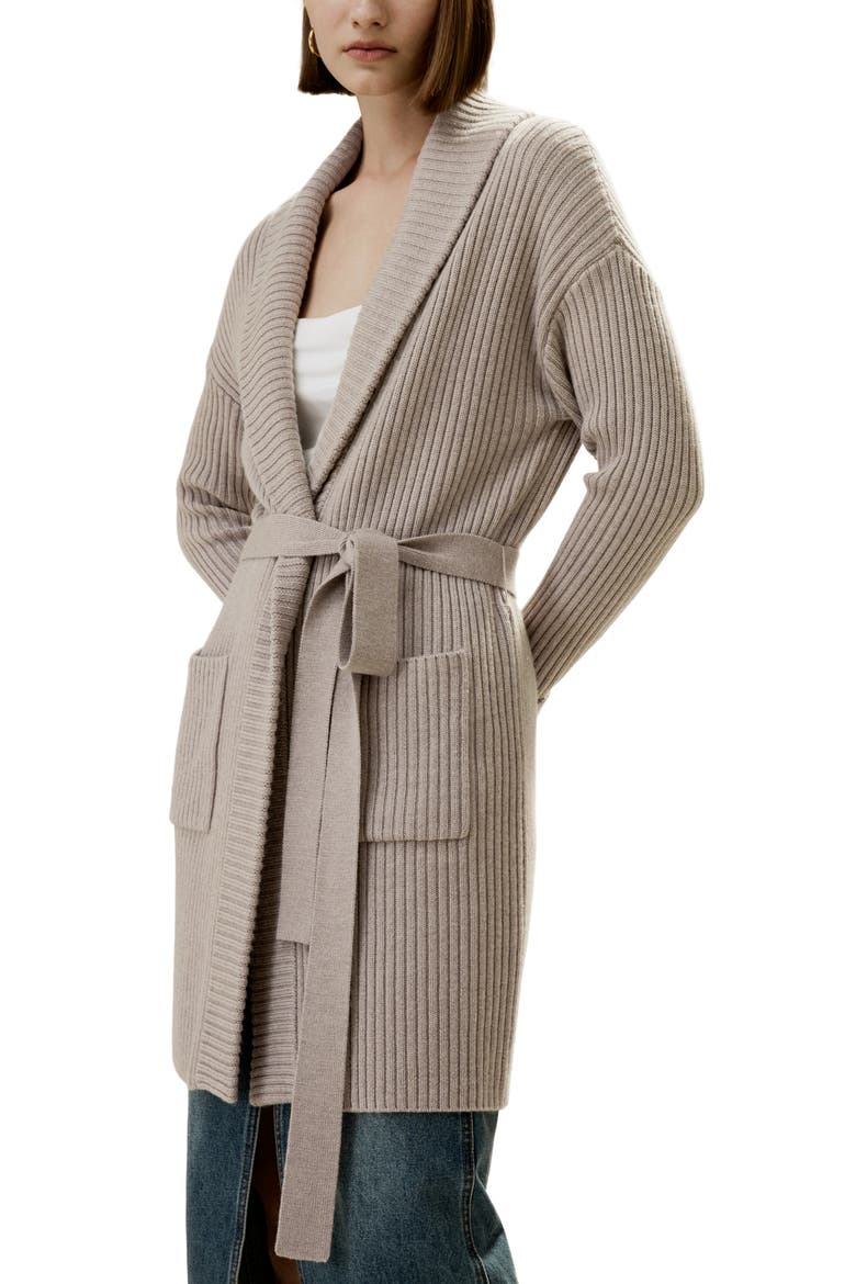 Women's Merino Wool Shawl Collar Cardigan, Main, color, Brown