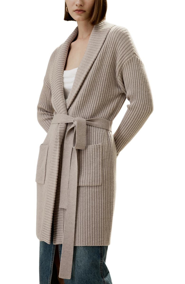 Lilysilk Women's Merino Wool Shawl Collar Cardigan, Main, color, Brown