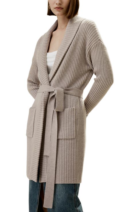 Women's Merino Wool Shawl Collar Cardigan