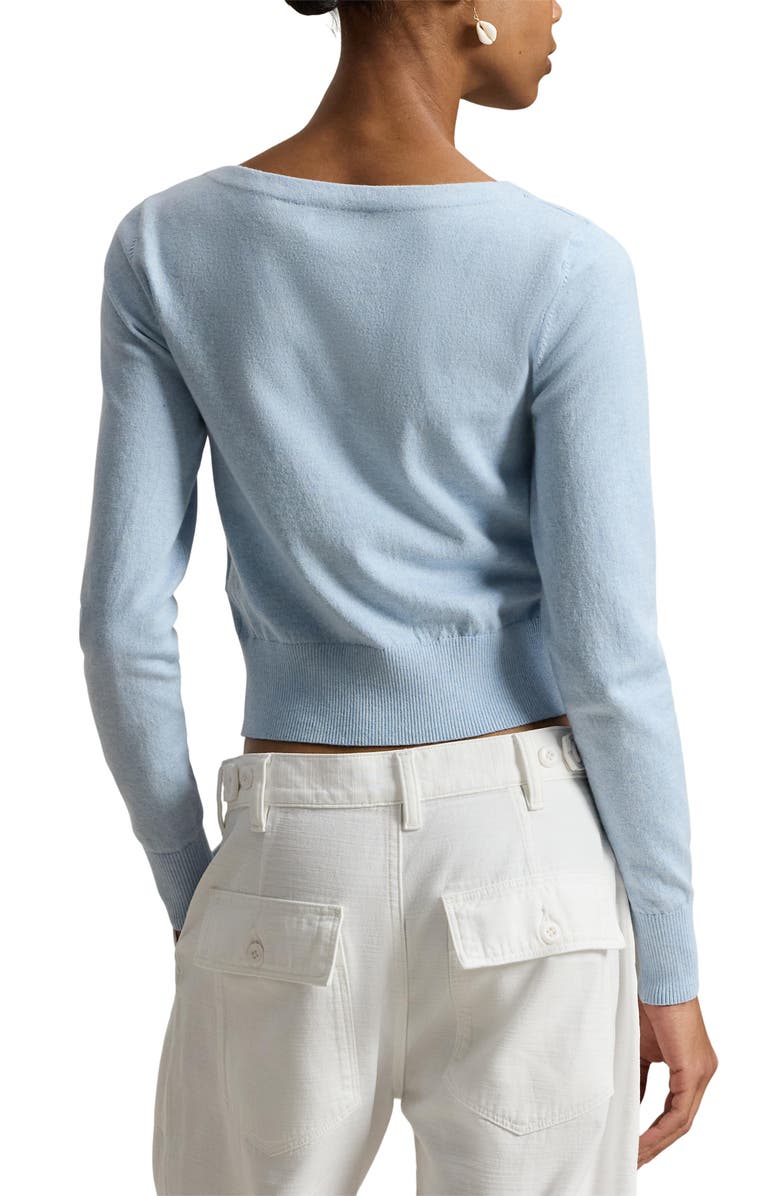 Polo Ralph Lauren Boat Neck Crop Sweater, Alternate, color, Stone Blue Heather