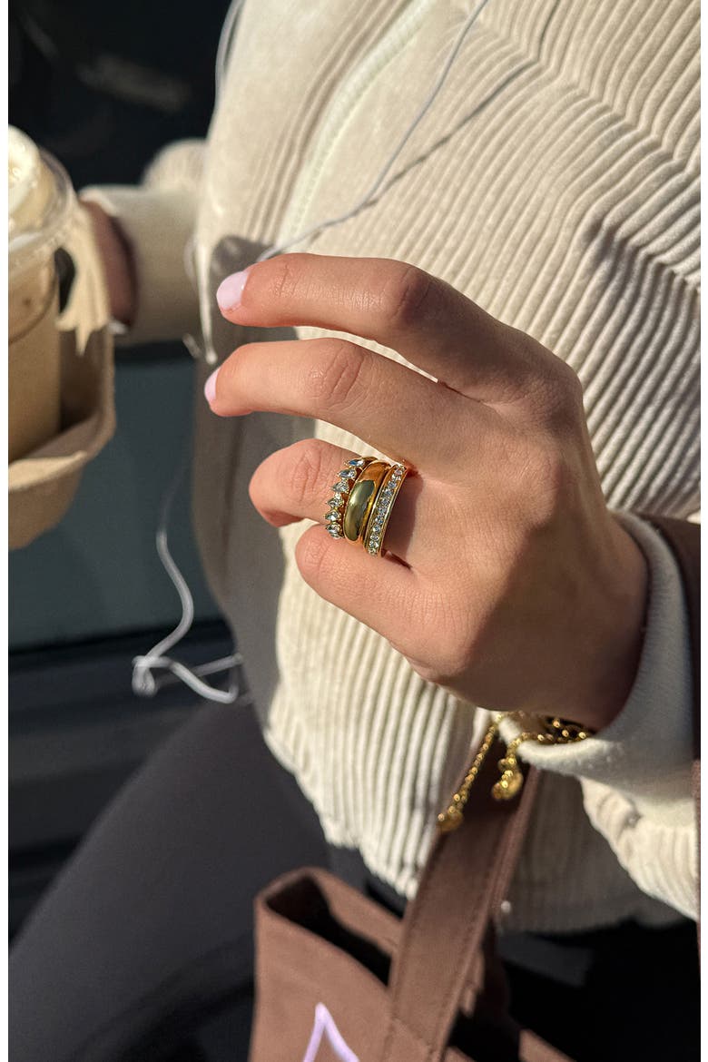 Greta Set of 3 Waterproof Ring Set, Alternate, color, GOLD