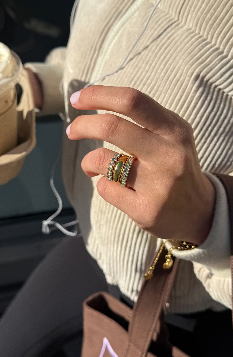 BaubleBar Greta Set of 3 Waterproof Ring Set, Alternate, color, Gold