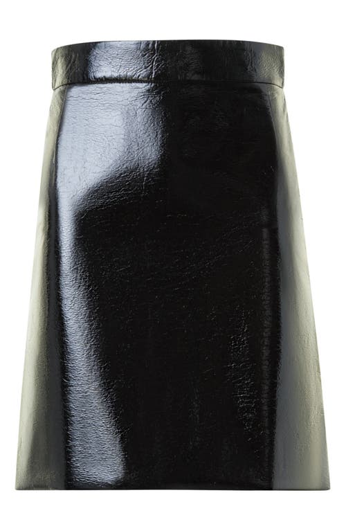 Akris Punto Crinkled Lacquered Mini Skirt In Black