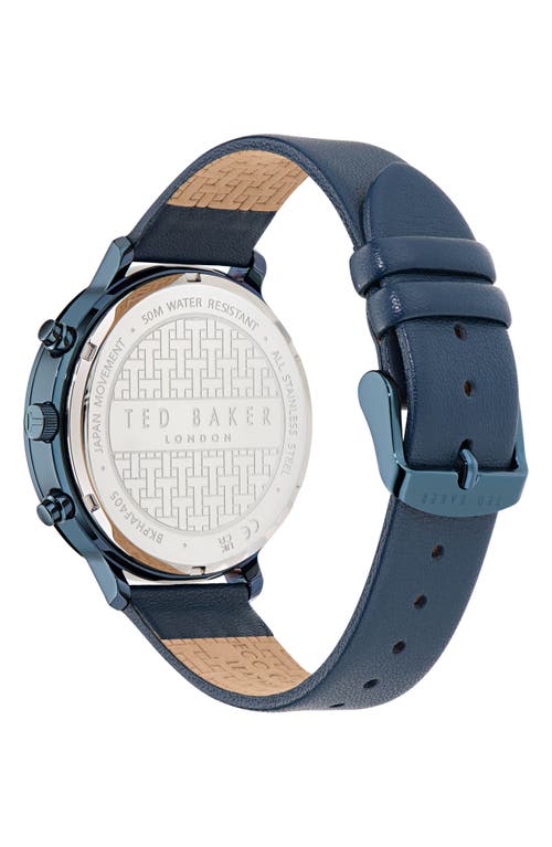 Ted Baker Haarvin Chronograph Leather Strap Watch, 44mm In Blue