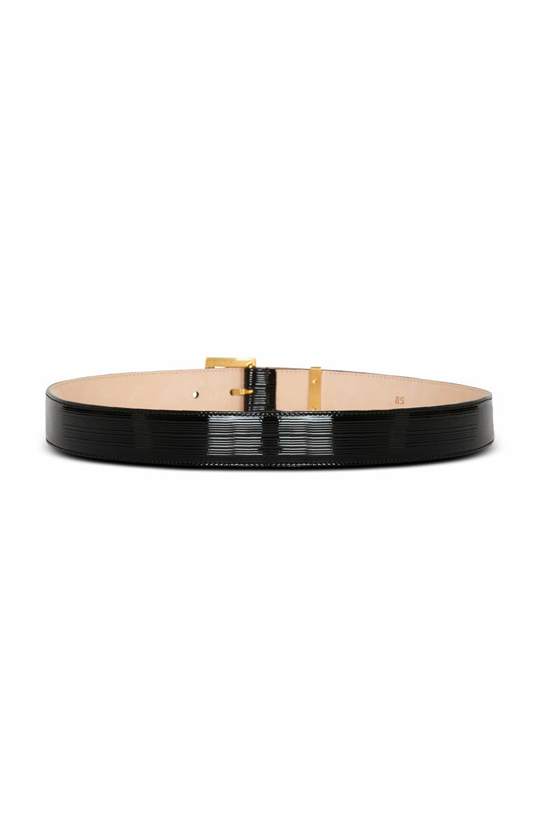 Balmain Perfume Belt In Striped Patent Leather, Alternate, color, Black