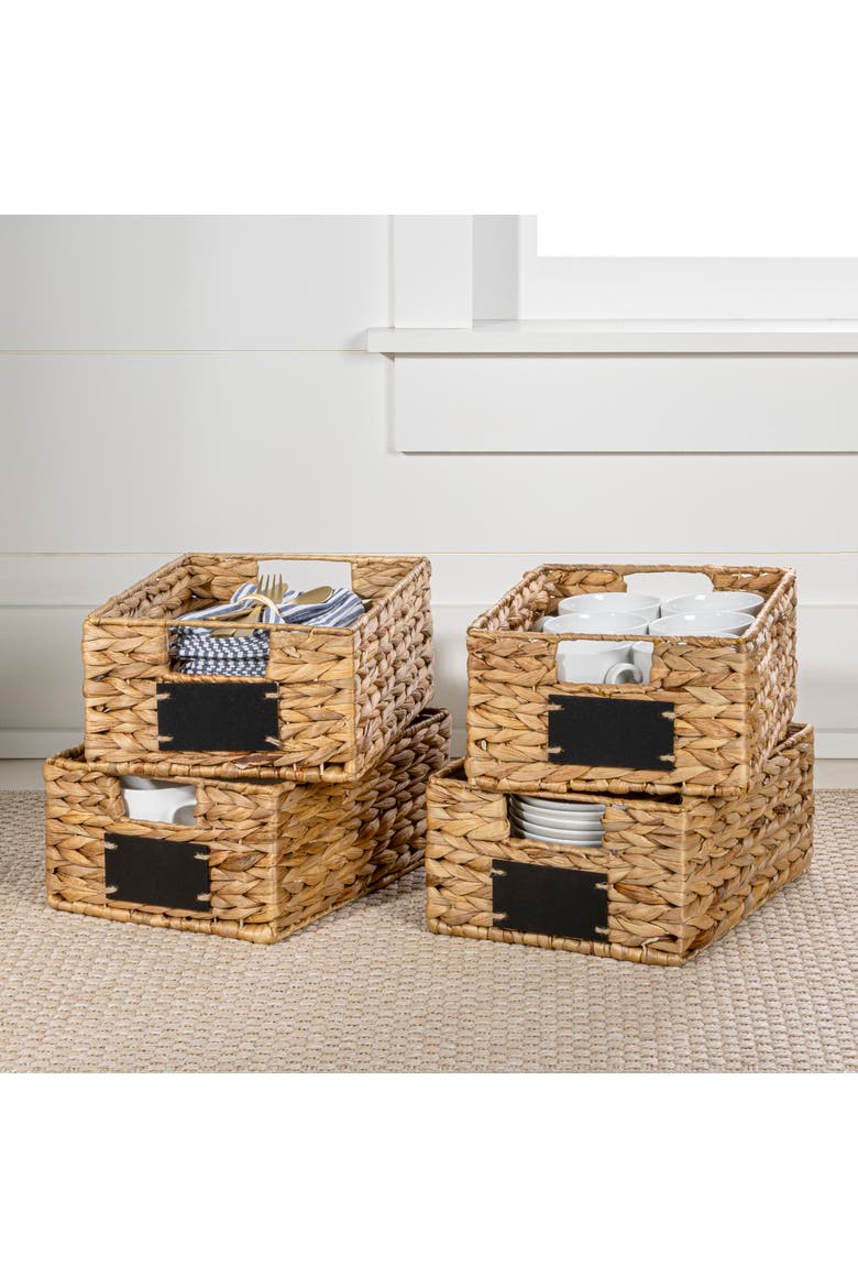Lane Classic Farmhouse Hand-Woven Hyacinth Pantry Baskets with Chalkboard Labels and Handles, Main, color, Natural