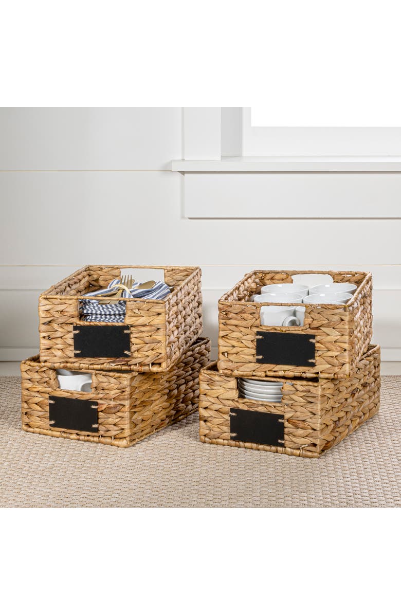 HAPPIMESS Lane Classic Farmhouse Hand-Woven Hyacinth Pantry Baskets with Chalkboard Labels and Handles, Main, color, Natural