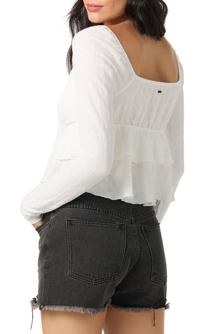 Chloey Ruffle Jacquard Peplum Top, Alternate, color, WINTER WHITE