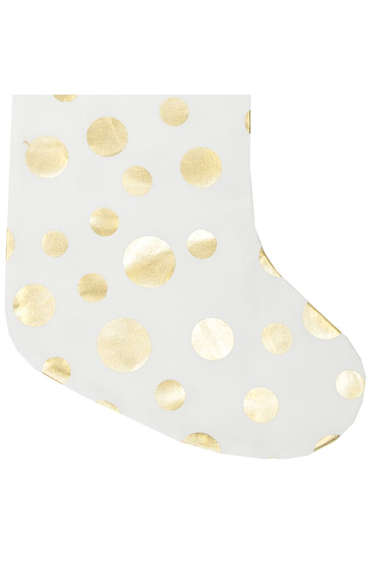 20" Sparkling Gold Glam Dots Hanging Large Christmas Stocking, Alternate, color, White