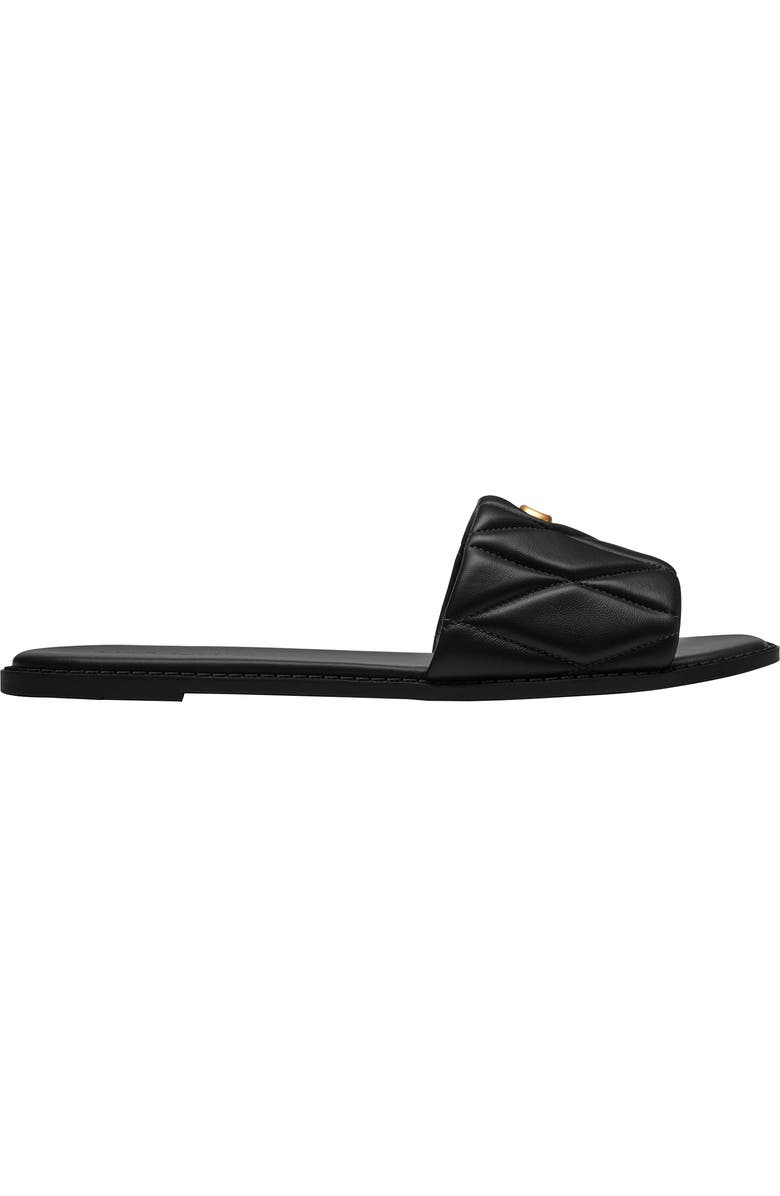 COACH Quilted Flat Slide Sandal, Alternate, color, Black/ Black