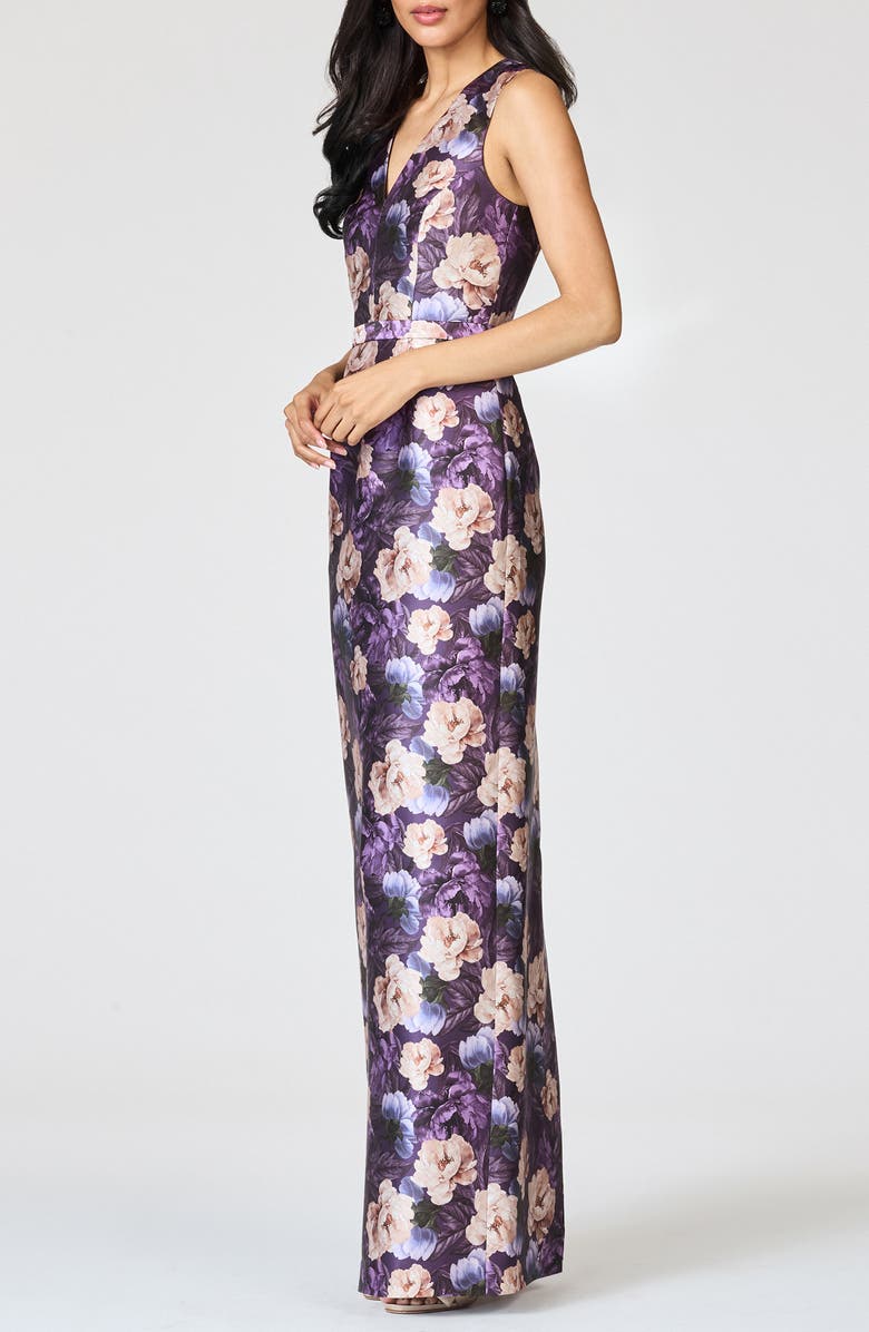Sachin & Babi Adellyn Floral Print Sleeveless Column Gown, Alternate, color, Winter Peony