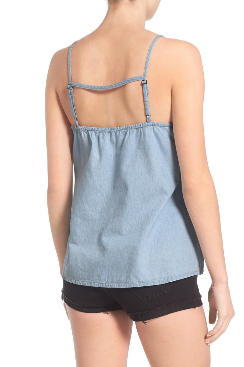 Lace-Up Chambray Camisole, Alternate, color, LIGHT WASH