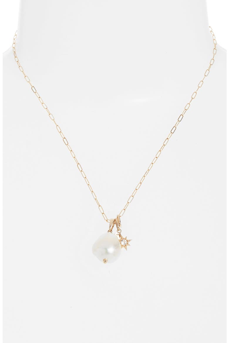Pearl & Charm Paper Clip Necklace, Alternate, color, PEARL