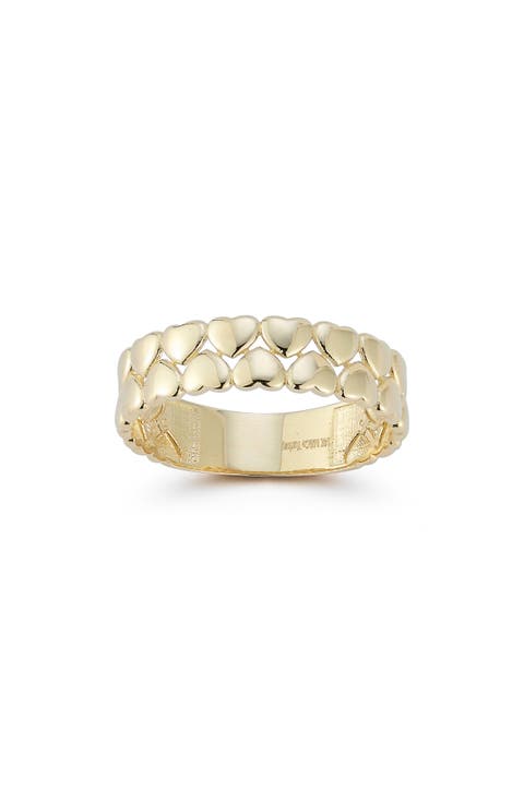 14K Gold Heart Band Ring