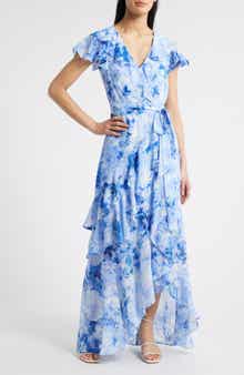 Eliza J Asymmetrical Ruffle Maxi Dress