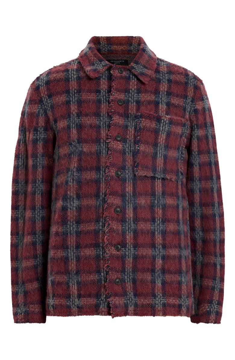 AllSaints Austin Plaid Cardigan, Alternate, color, Dark Brick Red