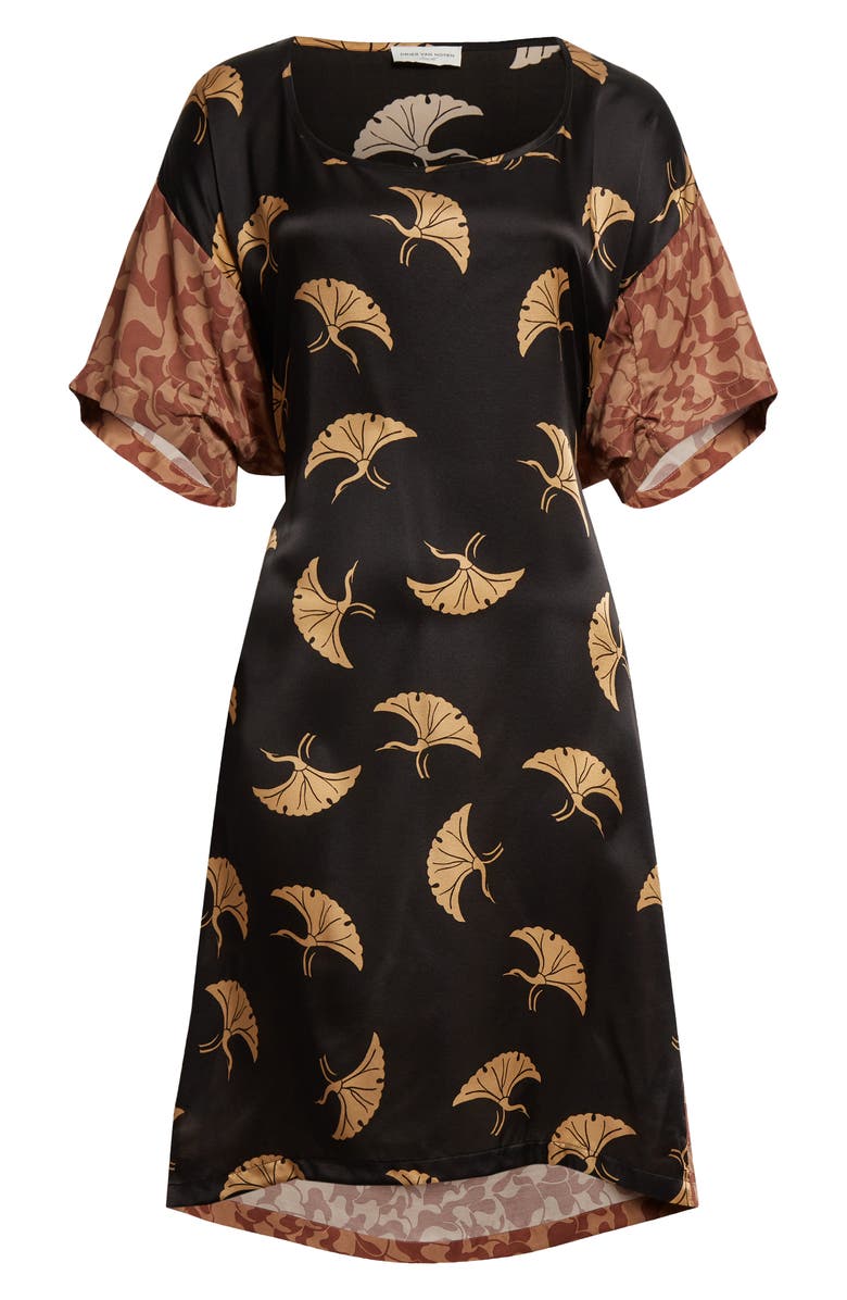 Dries Van Noten Mixed Print High-Low Silk Dress, Alternate, color,