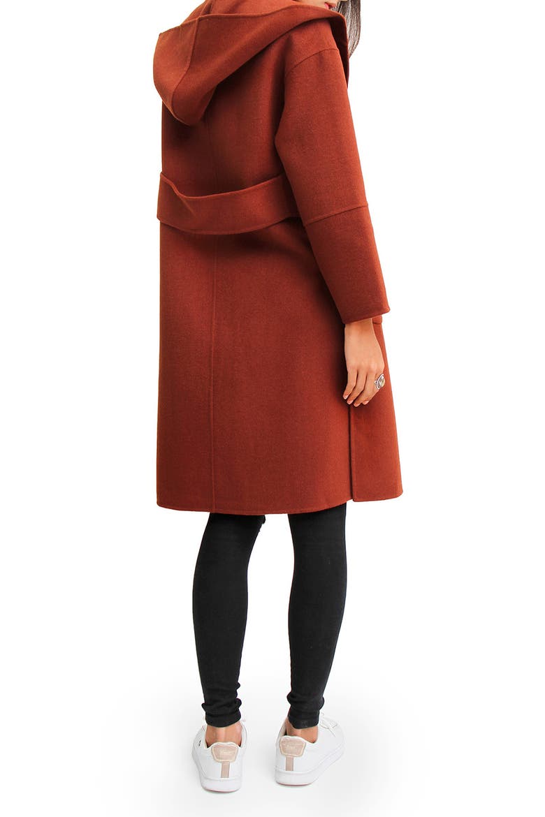Walk This Way Hooded Wool Blend Coat, Alternate, color, CARAMEL