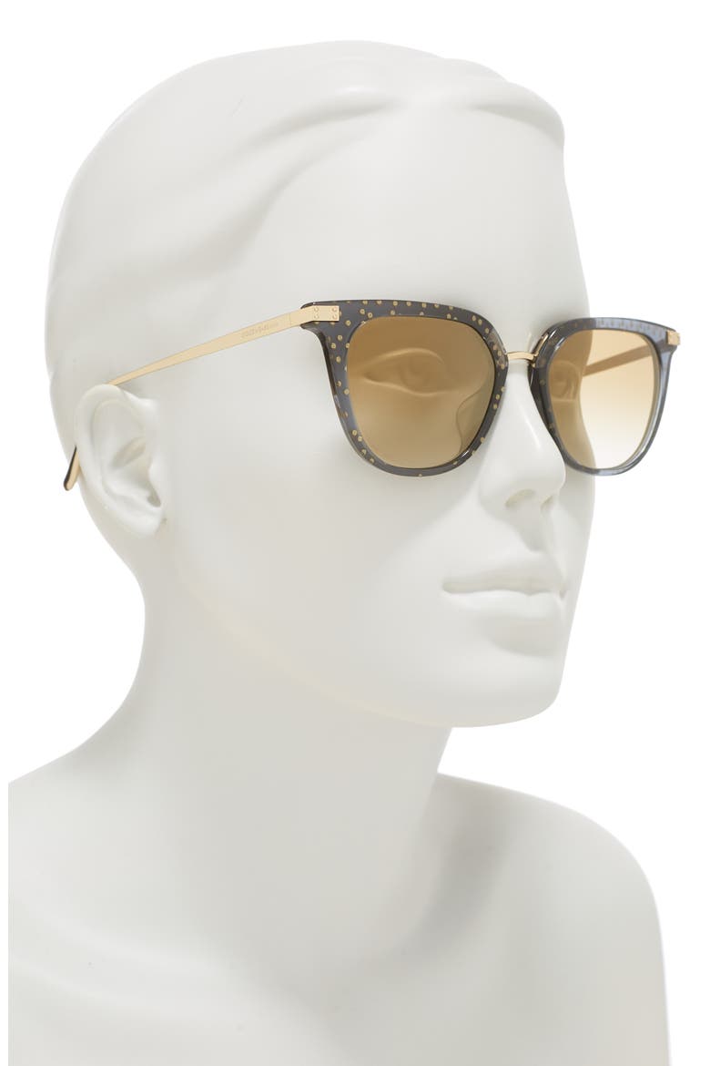 Dolce & Gabbana 52mm Square Sunglasses, Alternate, color, TRANSPARENT BLACK / BROWN