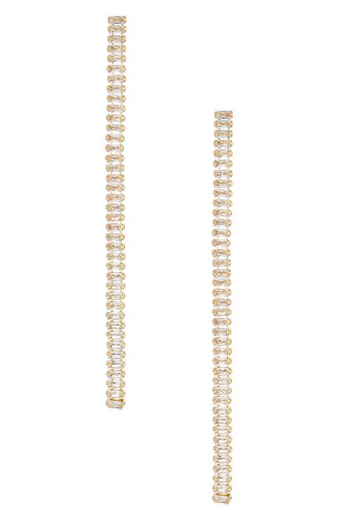 Baguette Cubic Zirconia Linear Drop Earrings
