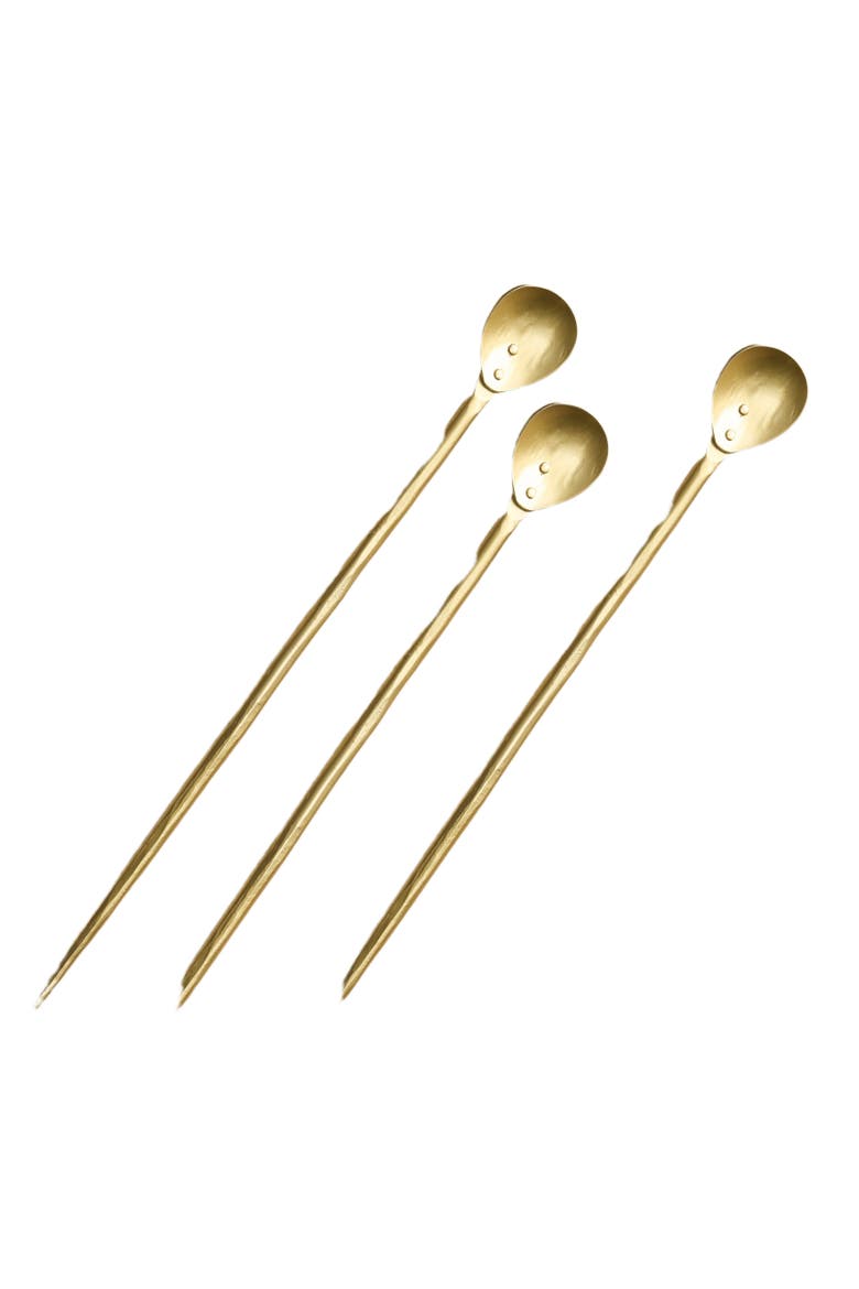 Forge Brass Tasting Spoons - Set of 3, Main, color, Gold