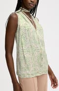 Sam Edelman Floral Lace Trim Tie Neck Top