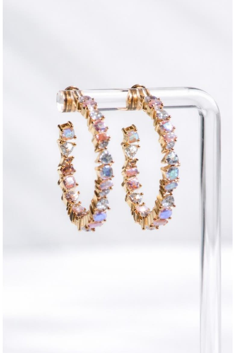 Vienna Opal Hoops, Alternate, color, Pink