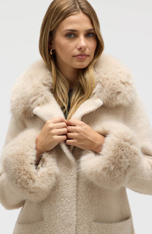 Nvlt Faux Fur Trim Longline Sweater Coat In White