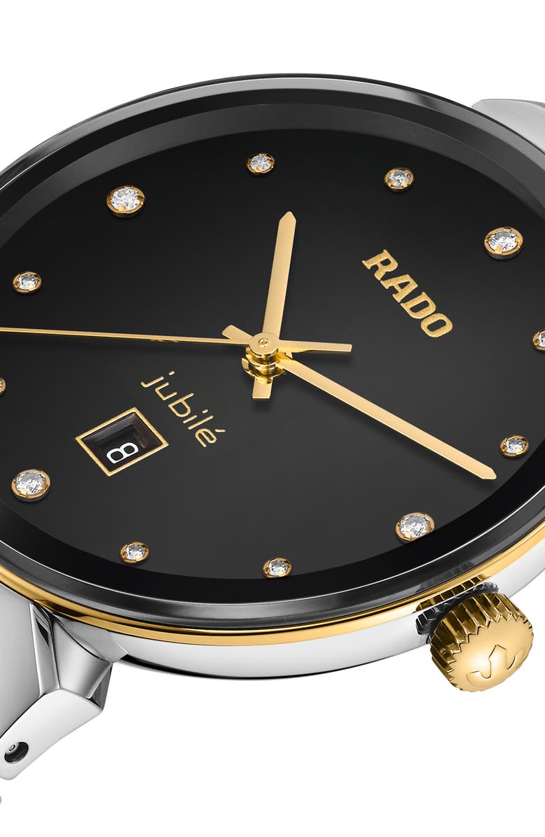 RADO Florence Diamond Bracelet Watch, 30mm, Alternate, color, Black