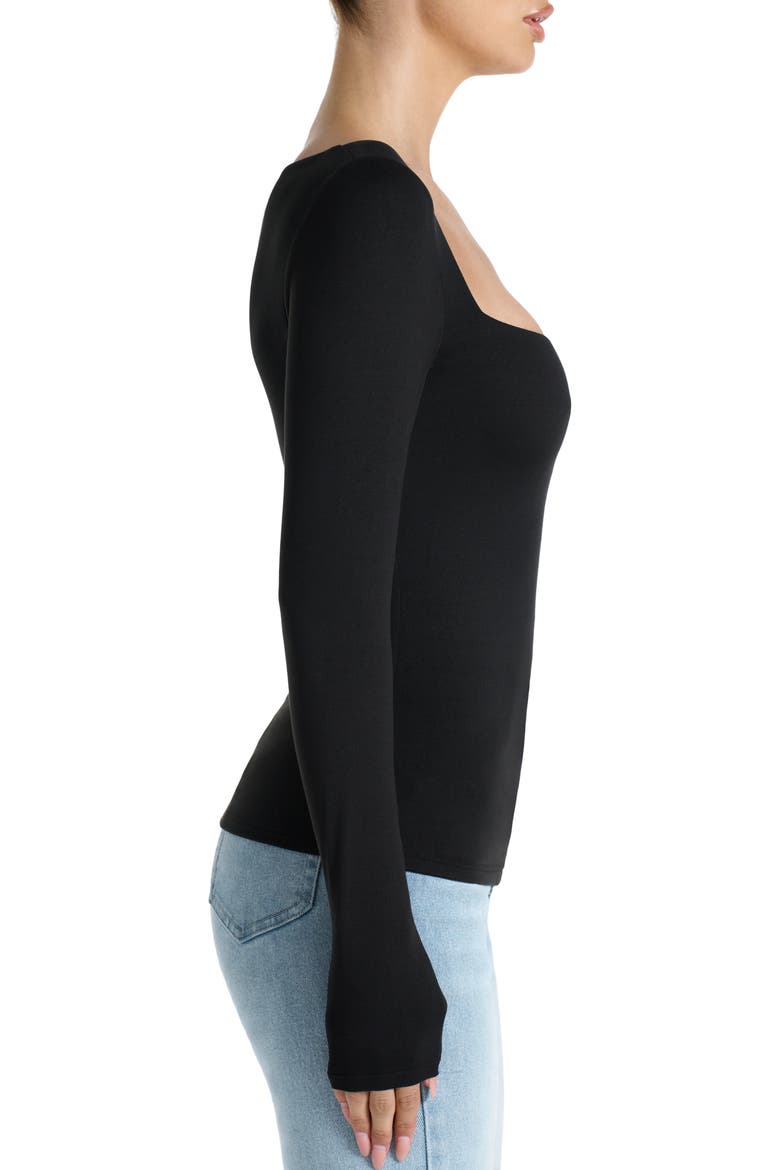 Bare Square Neck Top, Alternate, color, BLACK