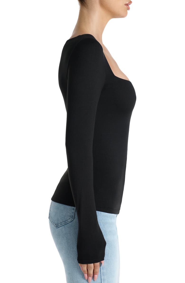 Naked Wardrobe Bare Square Neck Top, Alternate, color, Black