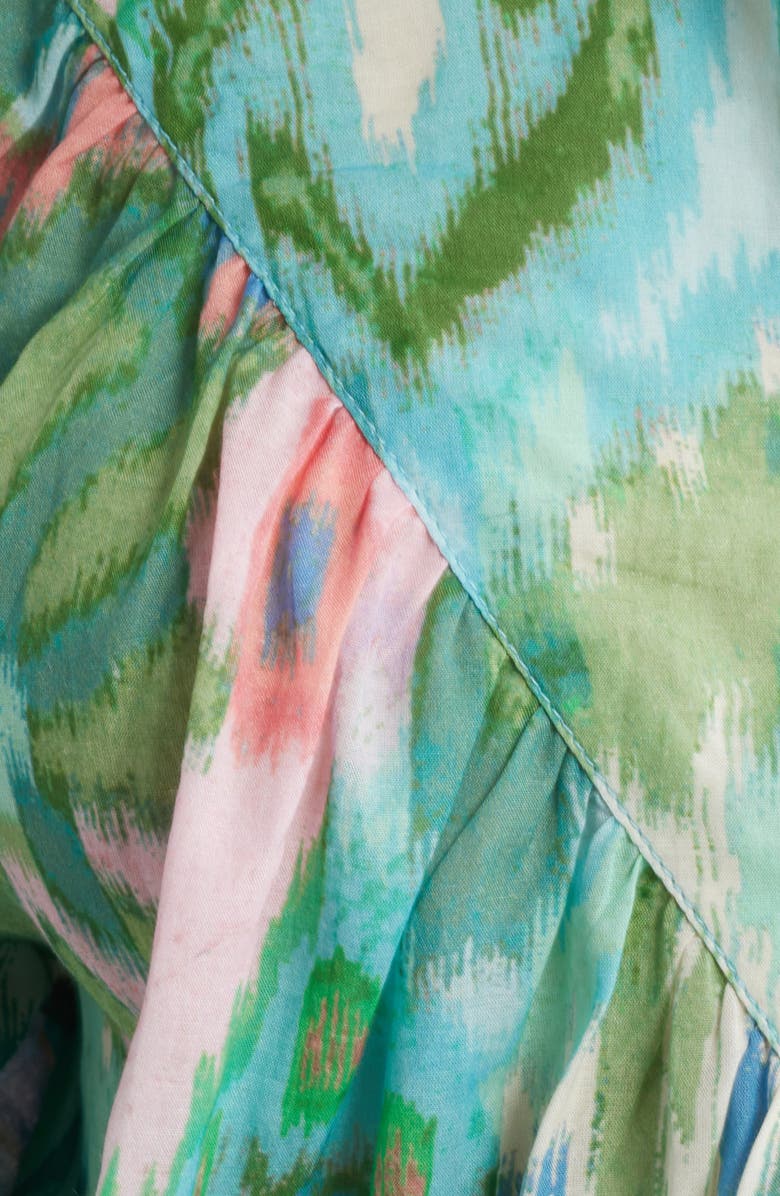 LOVE THE LABEL Sebali Floral Ikat Print Button-Up Shirt, Alternate, color, Symphonic Ikat Bermuda