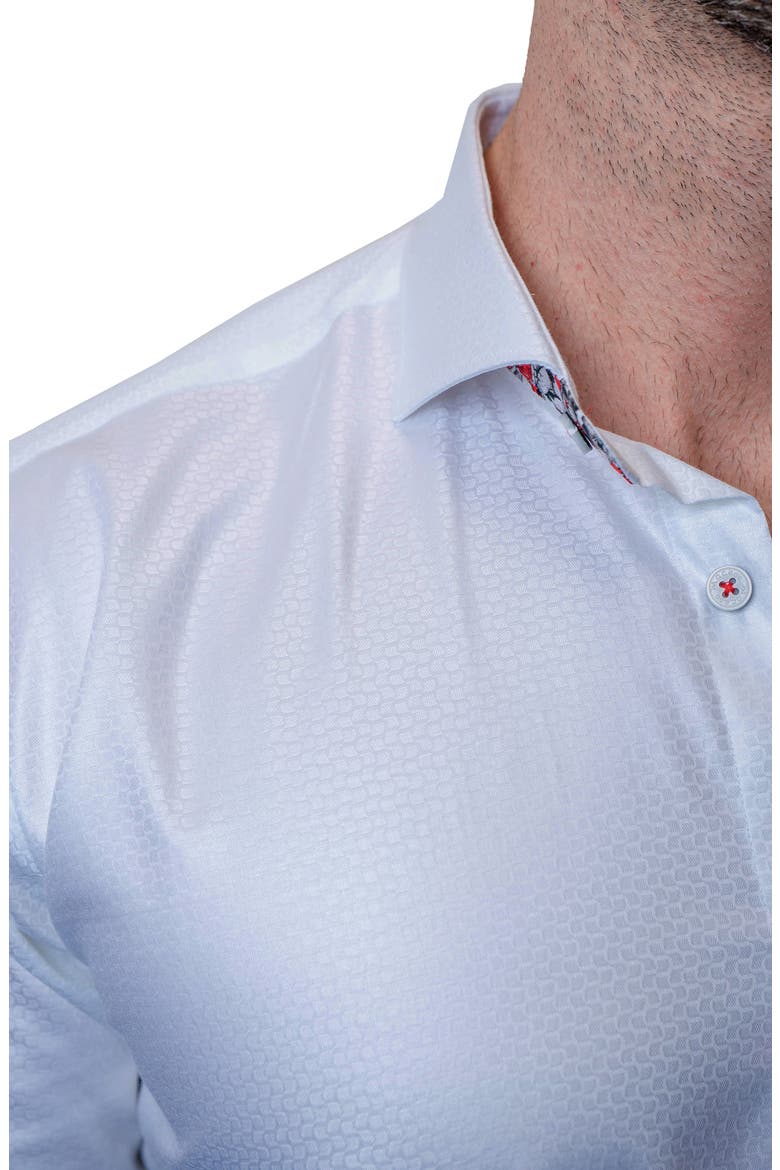 Einstein Shimmer White Contemporary Fit Button-Up Shirt, Alternate, color, WHITE