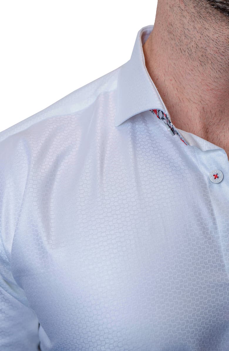 Maceoo Einstein Shimmer White Contemporary Fit Button-Up Shirt, Alternate, color, White